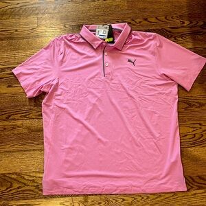 Men’s neon pink puma Golf and athletic tee